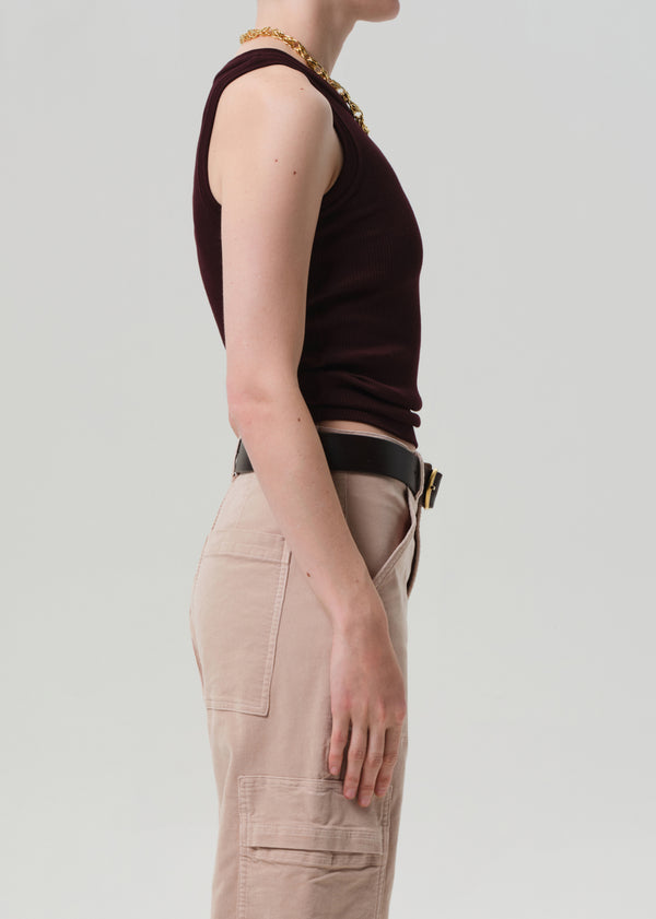 Gold Sign Isabel Rib Tank In Mahogany
