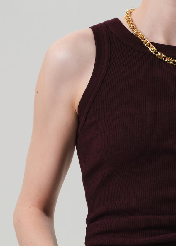 Gold Sign Isabel Rib Tank In Mahogany