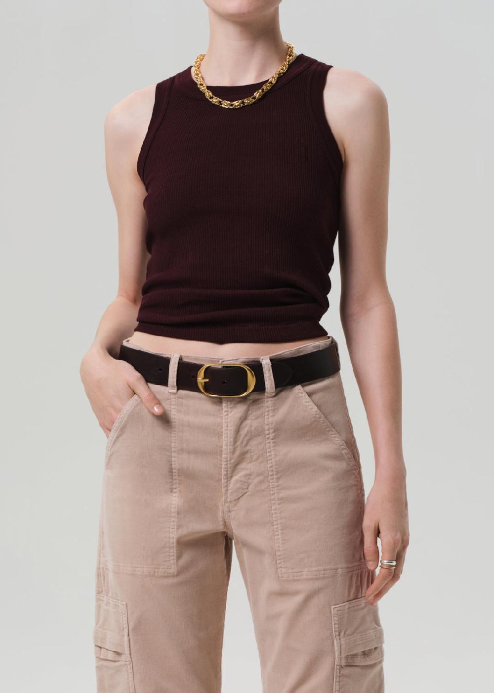 gold sign Isabel Rib Tank In Mahogany