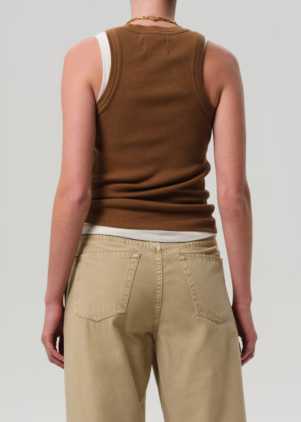 Gold Sign Isabel Rib Tank In Manuka
