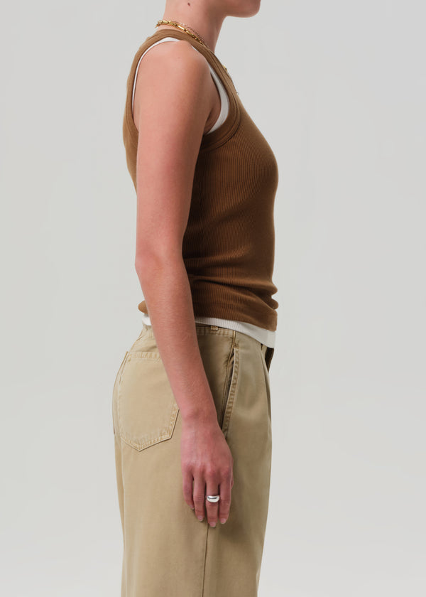 Gold Sign Isabel Rib Tank In Manuka