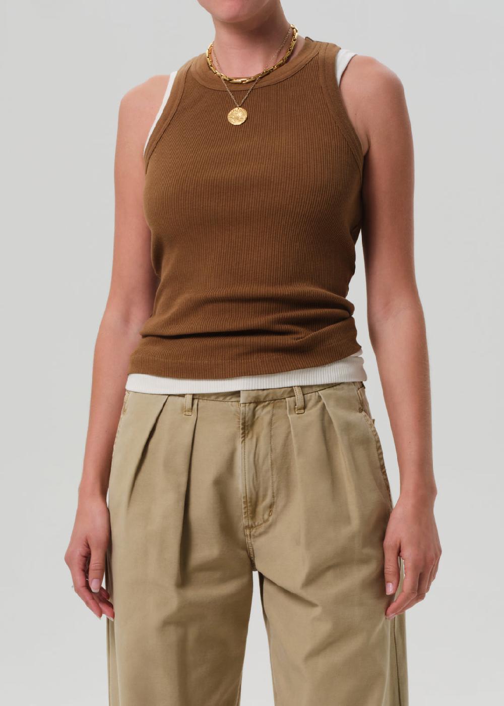 gold sign Isabel Rib Tank In Manuka