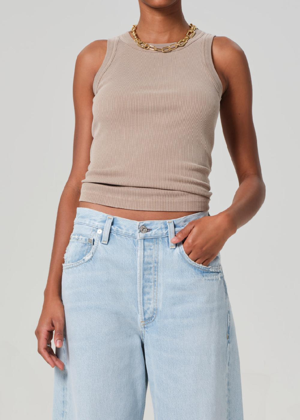 gold sign Isabel Rib Tank In Sandatlas