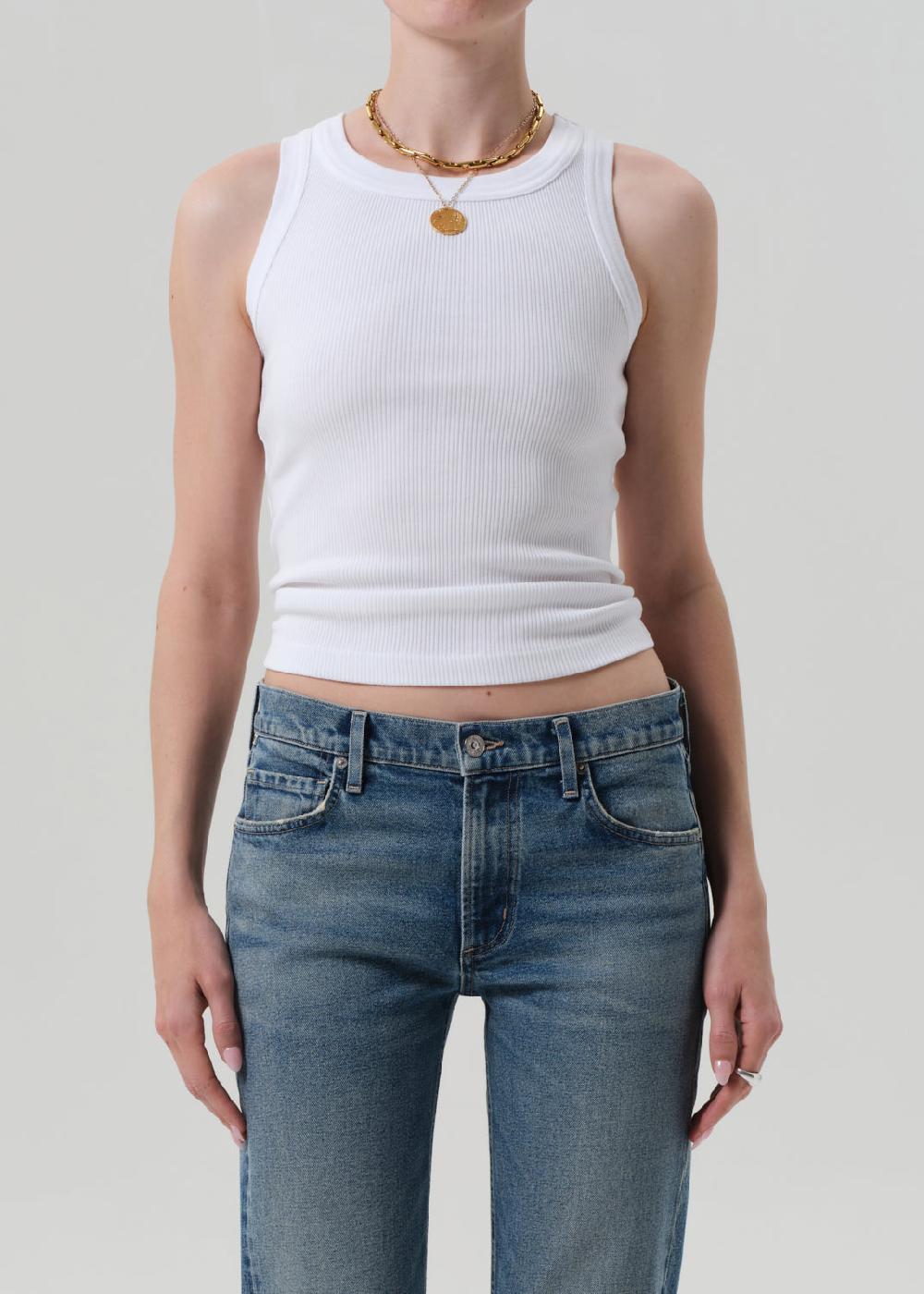 gold sign Isabel Rib Tank In White