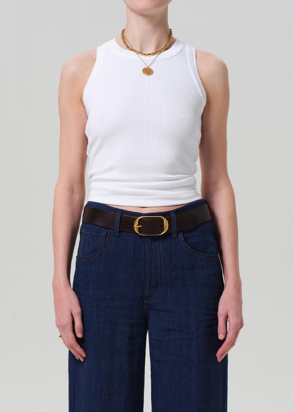 gold sign Isabel Rib Tank In White