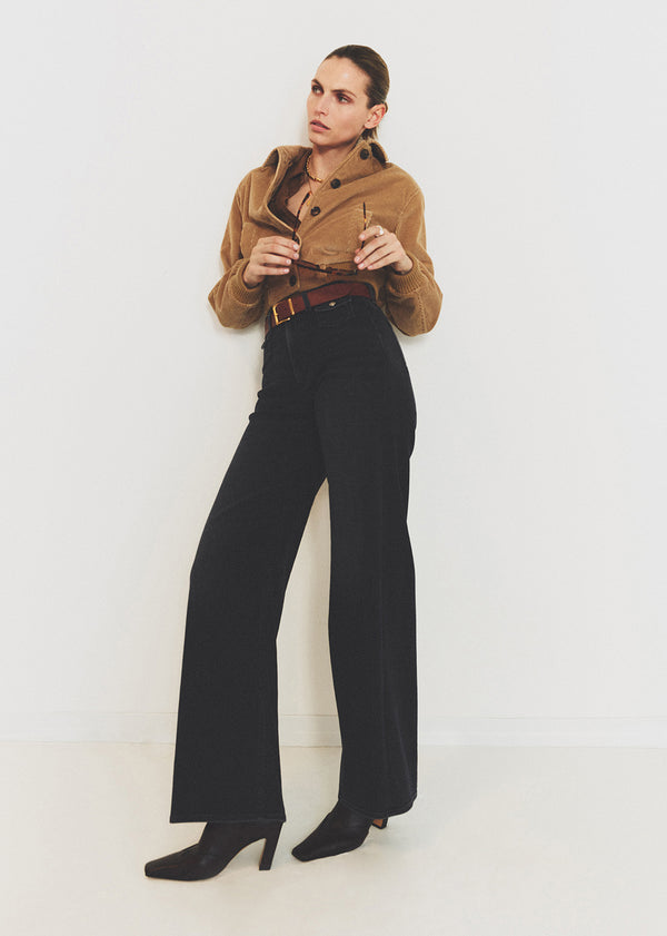 Gold Sign Issy Wide Leg In Washed Black