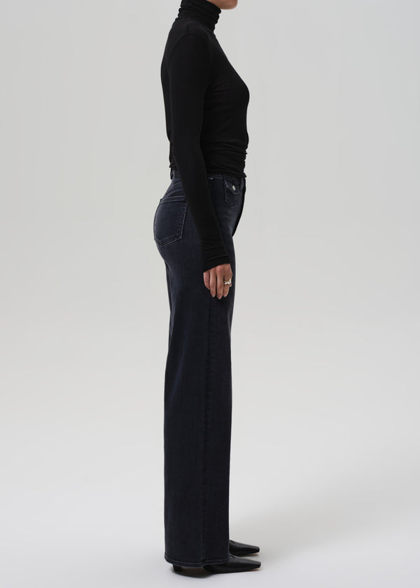 Gold Sign Issy Wide Leg In Washed Black
