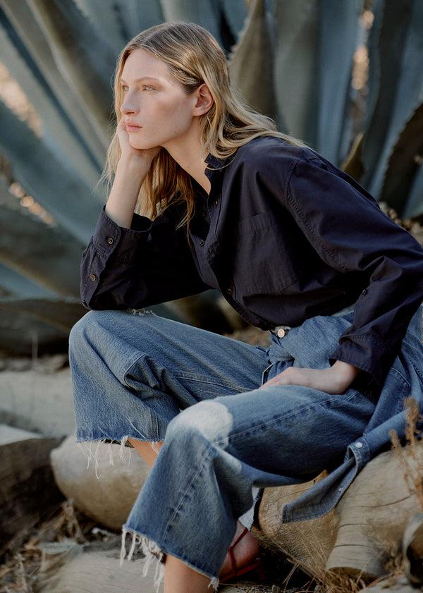 Gold Sign Kayla Shirt In Navy