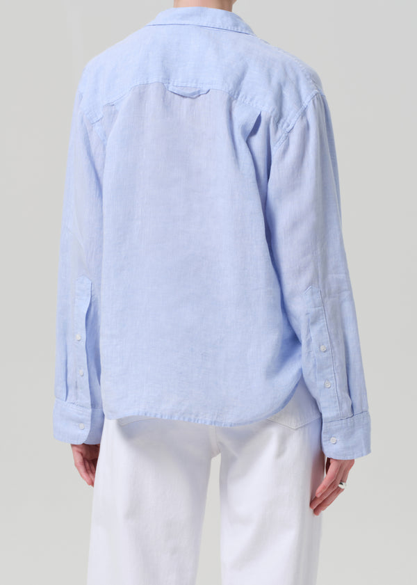 Gold Sign Kayla Shrunken Linen Shirt In Glint