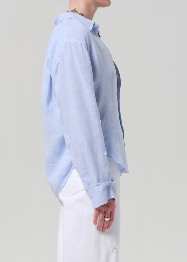 Gold Sign Kayla Shrunken Linen Shirt In Glint