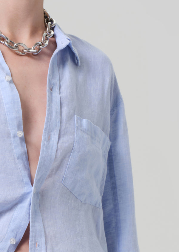 Gold Sign Kayla Shrunken Linen Shirt In Glint