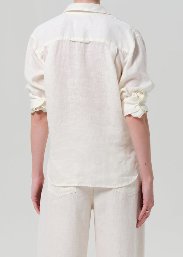 Gold Sign Kayla Shrunken Linen Shirt In Vanilla