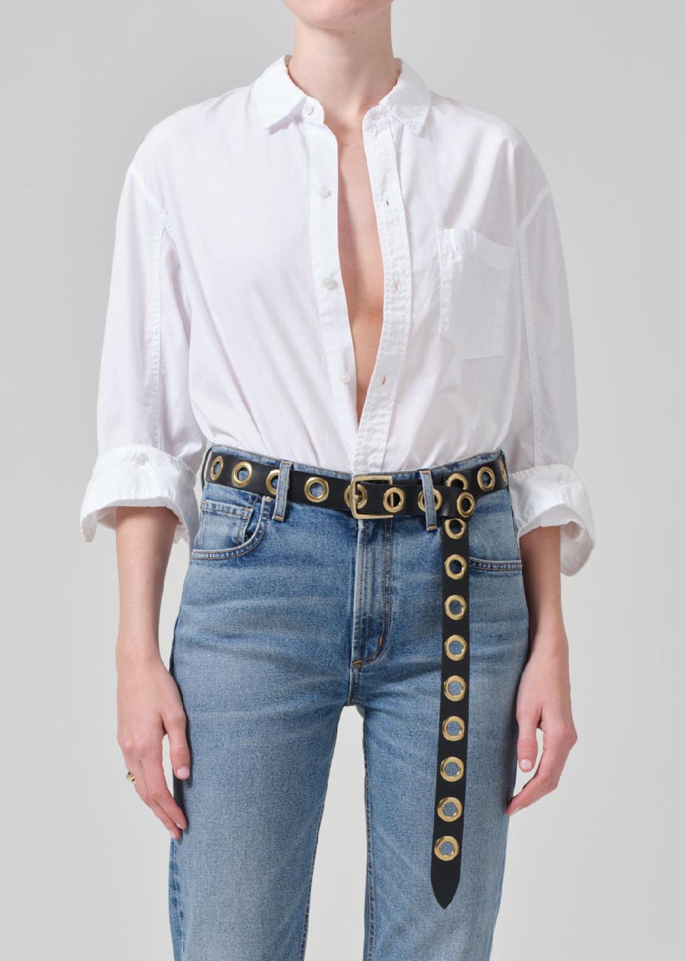 gold sign Kayla Shrunken Shirt In Optic White