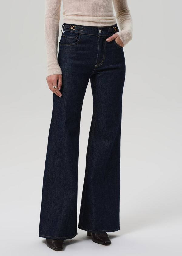 Gold Sign Kimberly Flare With Horsebit In Helia