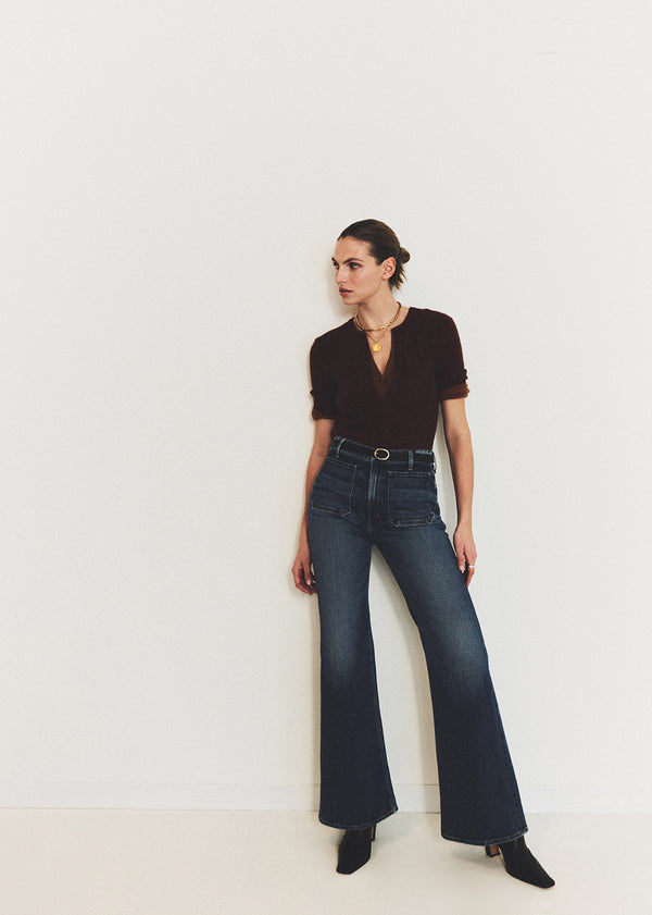 Gold Sign Kimberly Patch Pocket Flare In Abalone