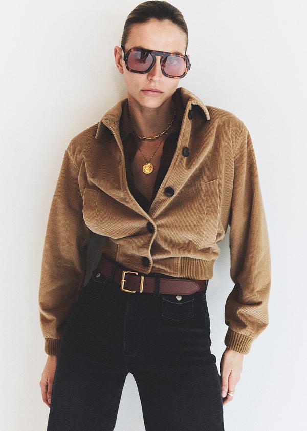 Gold Sign Lola Eve Bomber In Amber