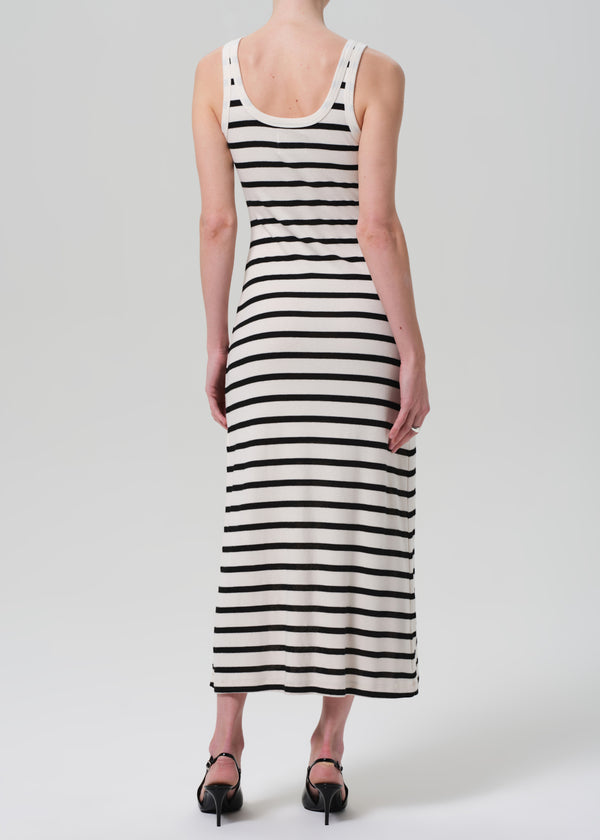 Gold Sign Long Faye Tank Dress In Midnight Stripe