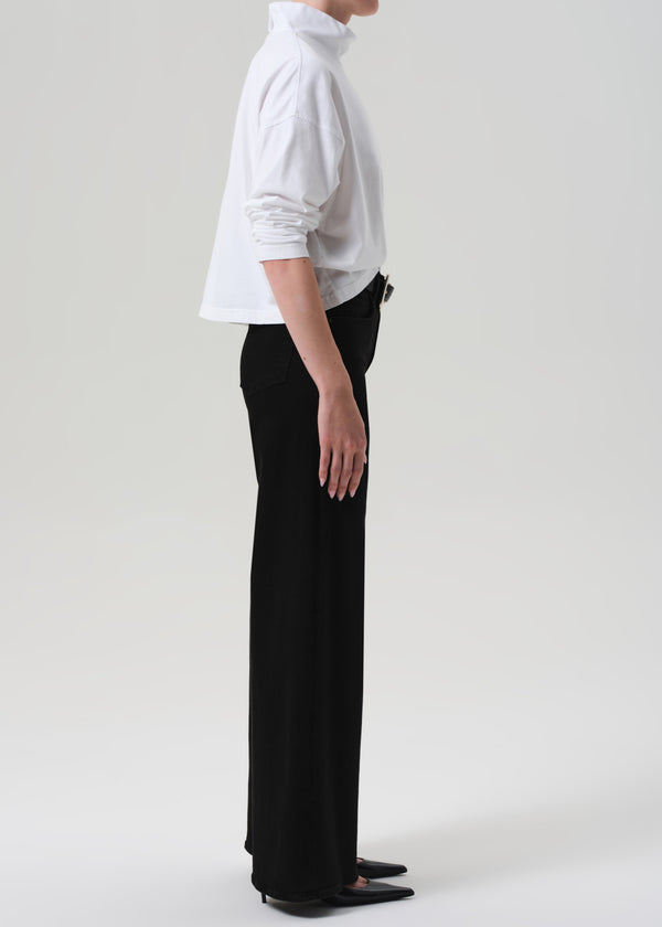 Gold Sign Lyra Long Wide Leg In Plush Black