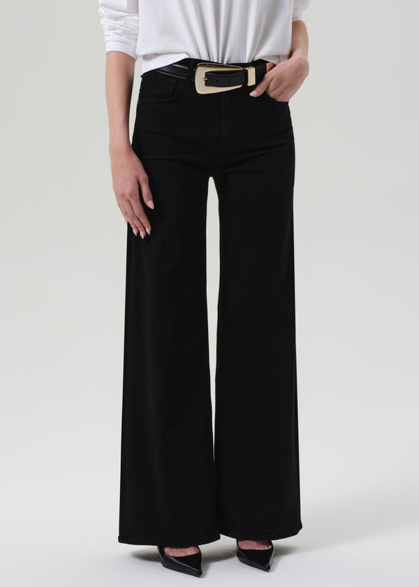 Gold Sign Lyra Long Wide Leg In Plush Black