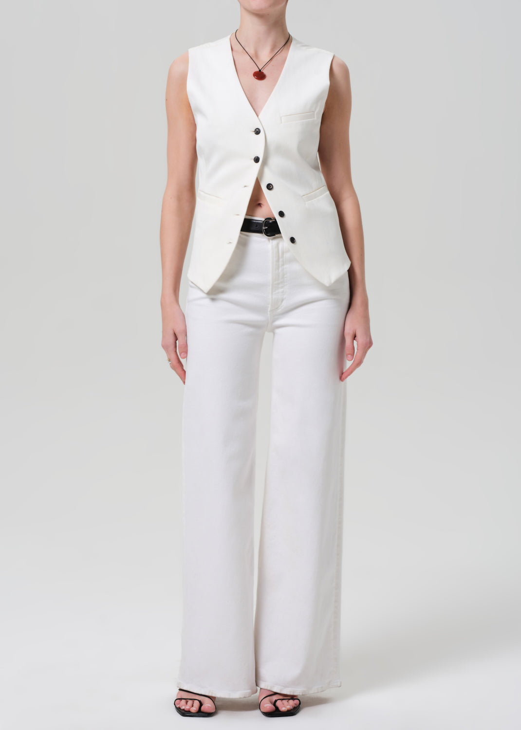 gold sign Lyra Long Wide Leg In Soft White