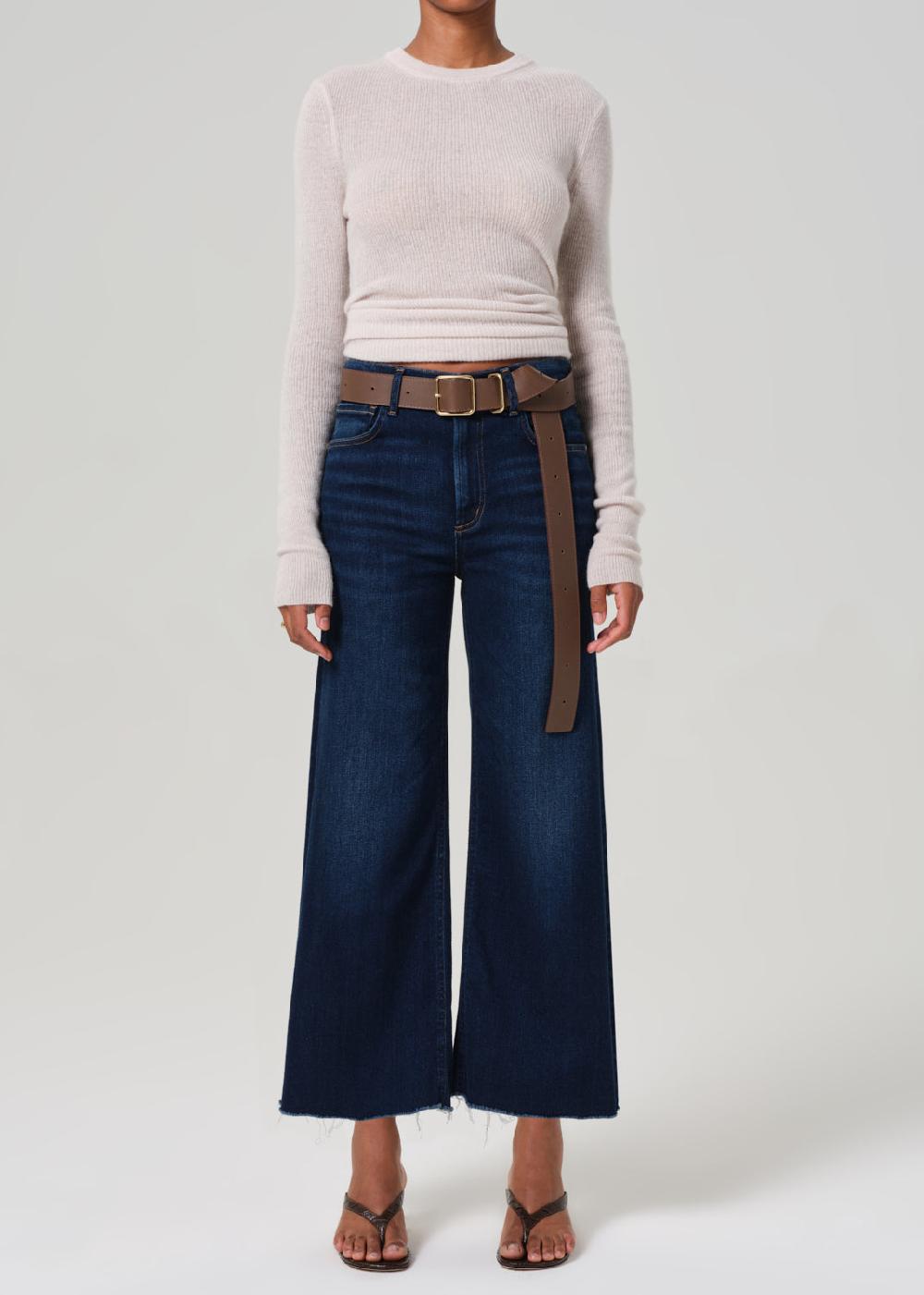 gold sign Lyra Wide Leg Crop Raw Hem In Lotus