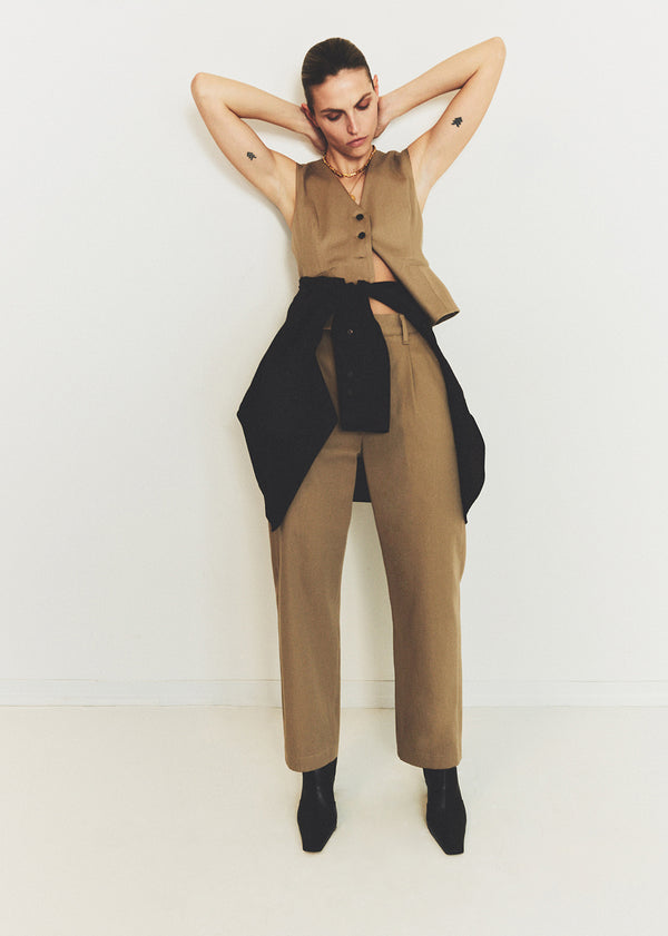Gold Sign Mallory Straight Trouser In Khaki