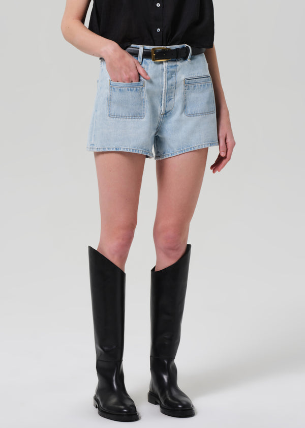 Gold Sign Marlow Welt Pocket Short In Skyscape