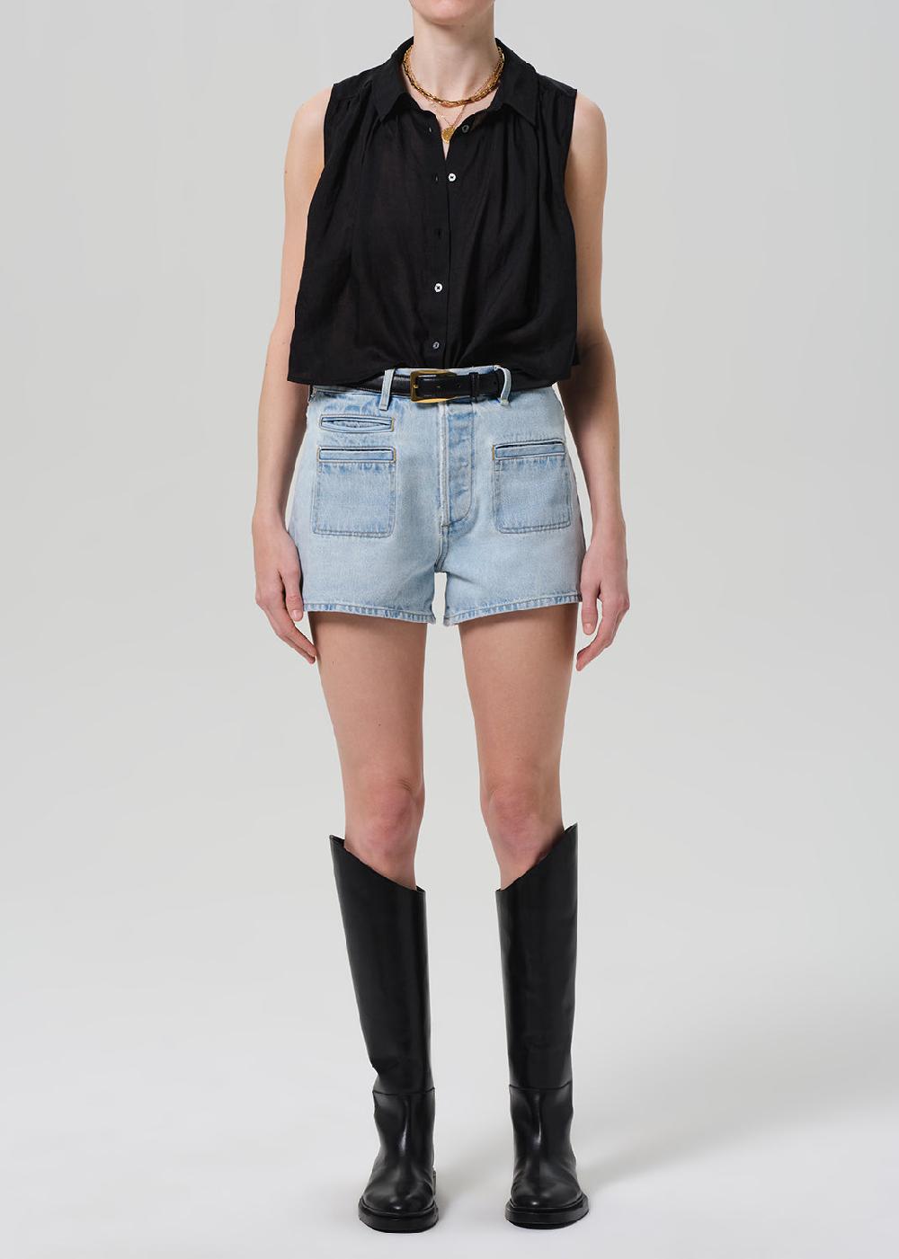 gold sign Marlow Welt Pocket Short In Skyscape