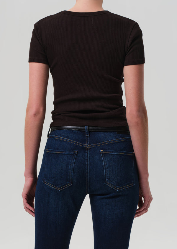 Gold Sign Maude U Neck Tee In Chocolate