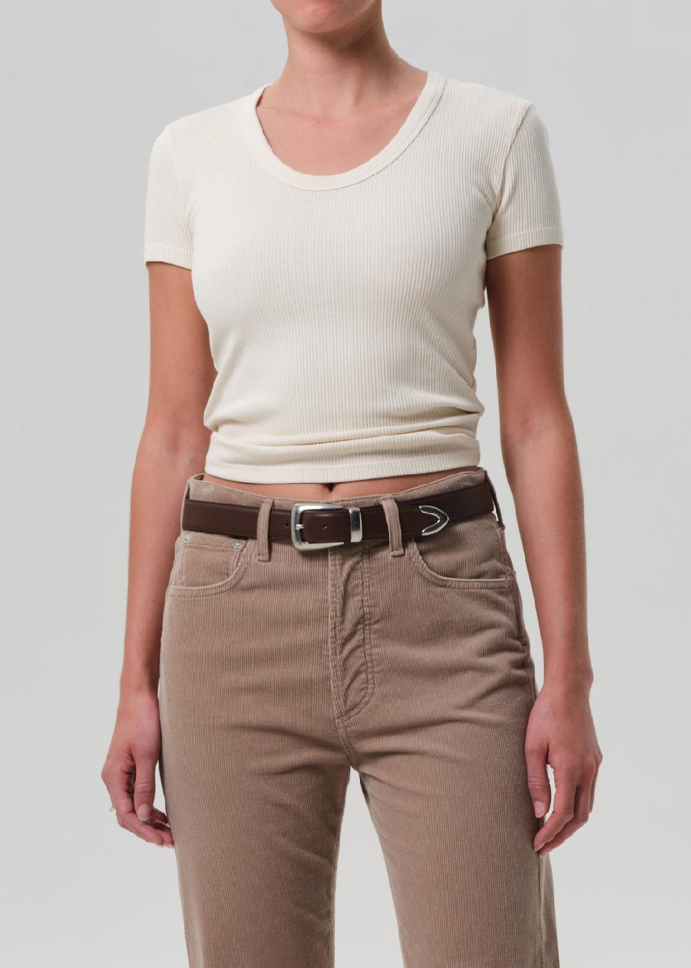 gold sign Maude U Neck Tee In Pashmina