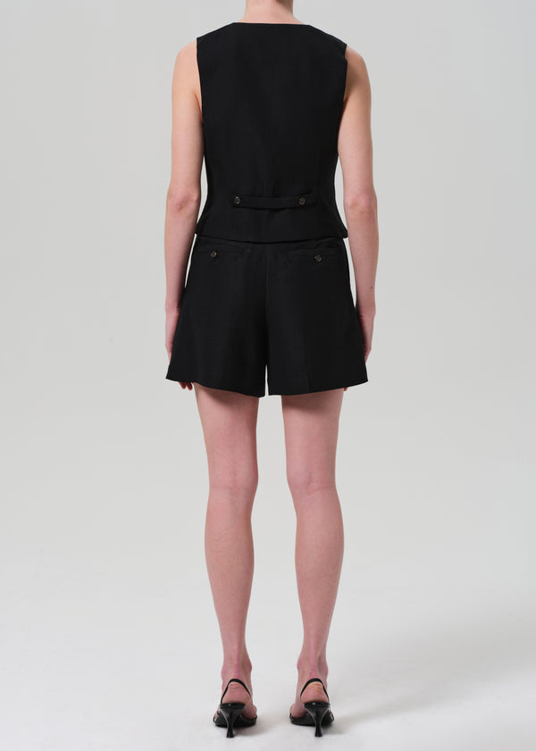 Gold Sign Mini Tailored Short Linen Twill In Black