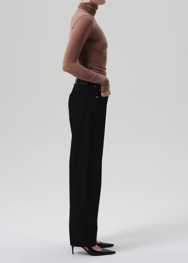 Gold Sign Miro Long Relaxed Jean In Solid Black