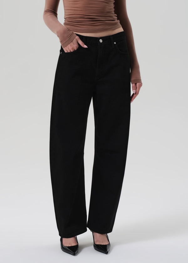Gold Sign Miro Long Relaxed Jean In Solid Black