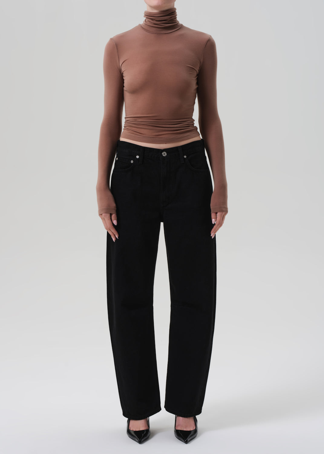 gold sign Miro Long Relaxed Jean In Solid Black