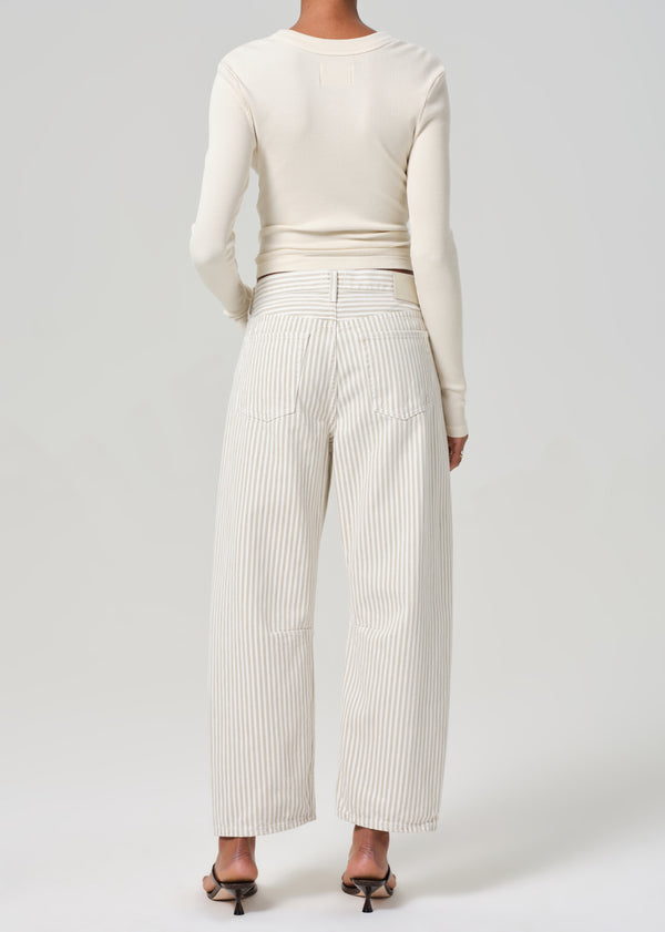 Gold Sign Miro Rework Relaxed Jean In Khaki Stripe