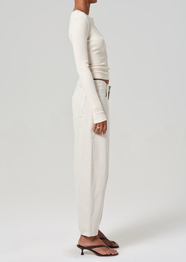 Gold Sign Miro Rework Relaxed Jean In Khaki Stripe