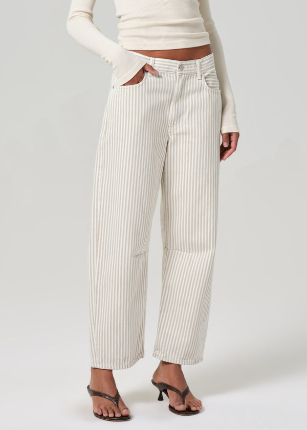 Gold Sign Miro Rework Relaxed Jean In Khaki Stripe