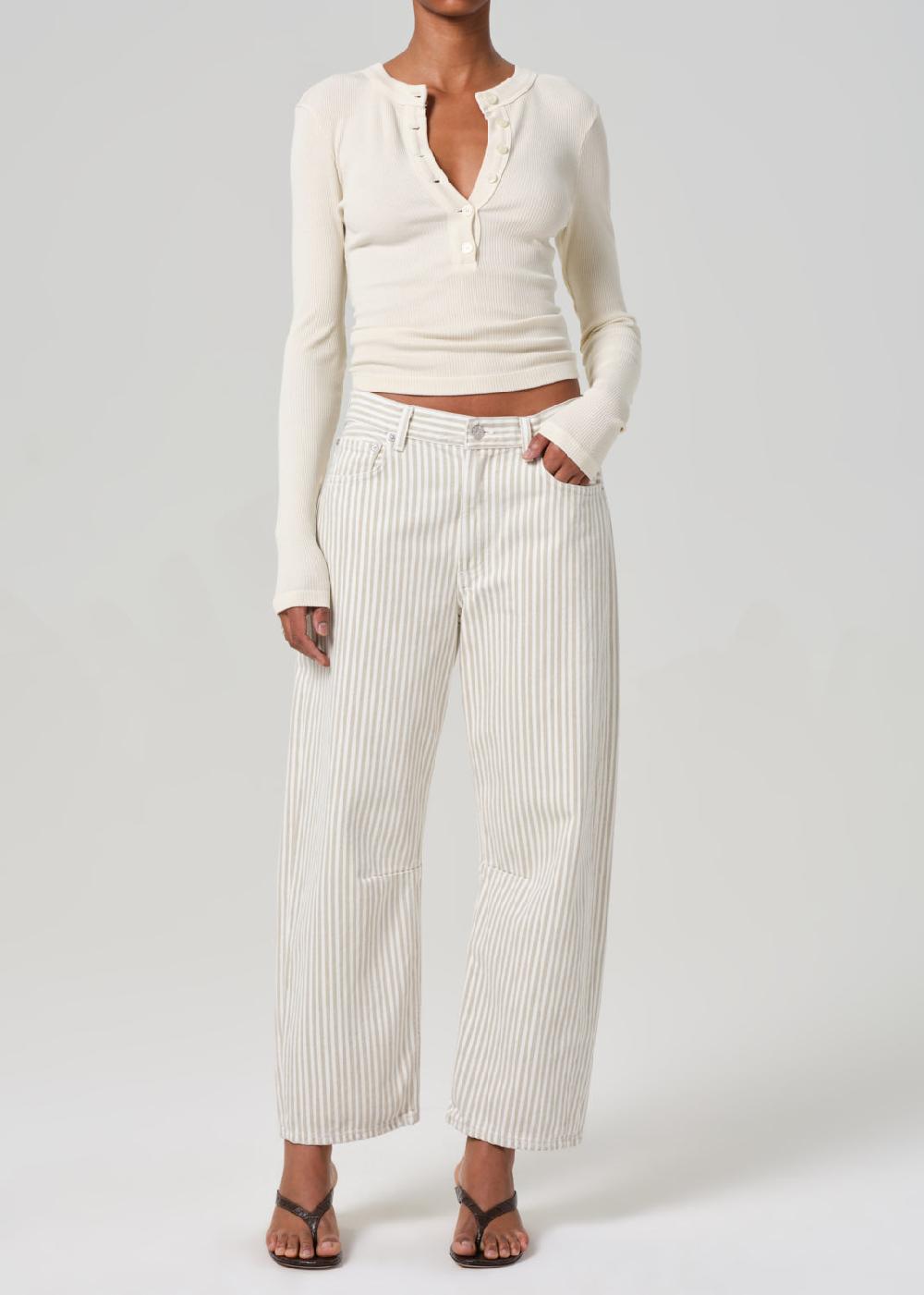 gold sign Miro Rework Relaxed Jean In Khaki Stripe