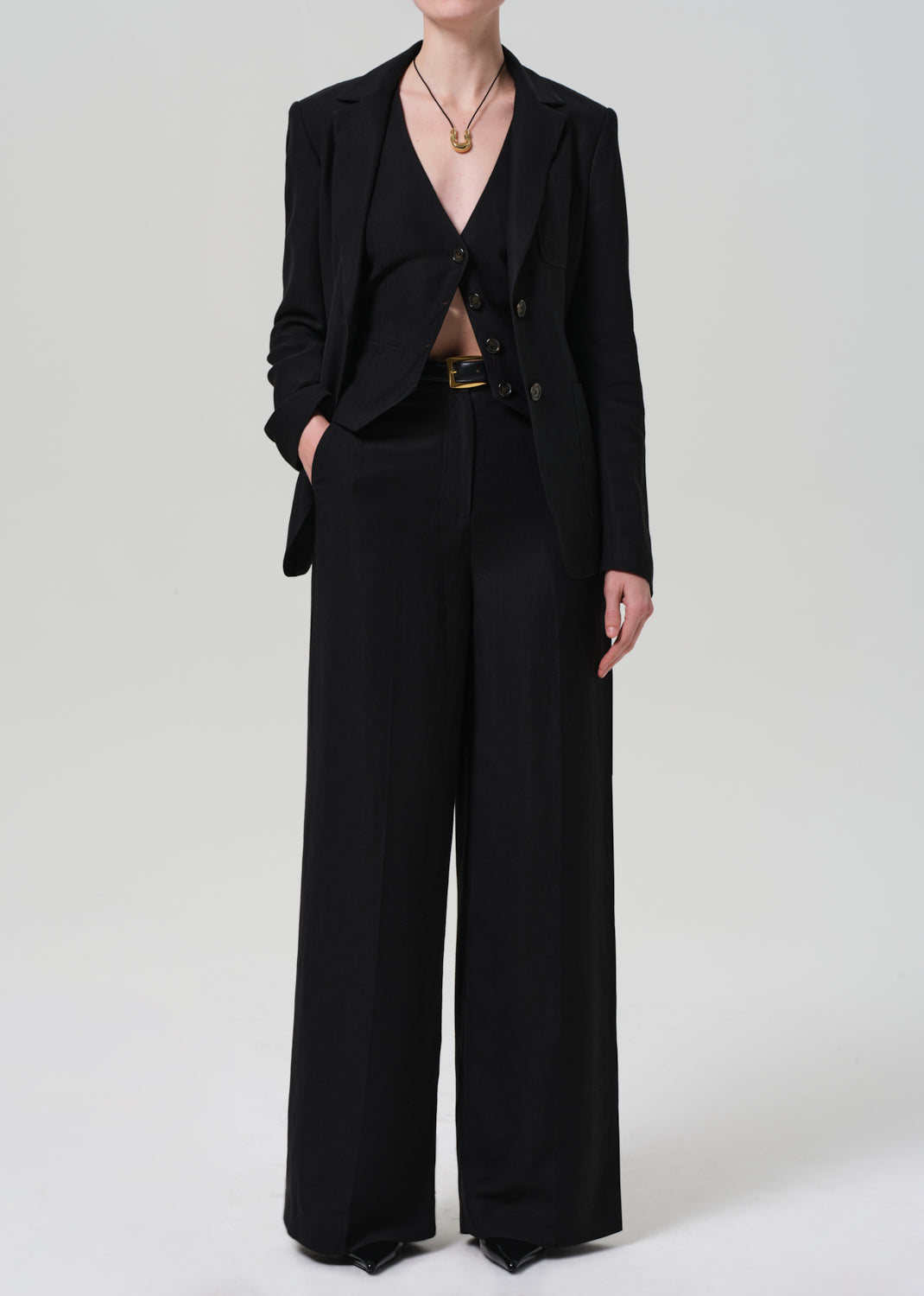 gold sign Park Trouser Linen Twill In Black