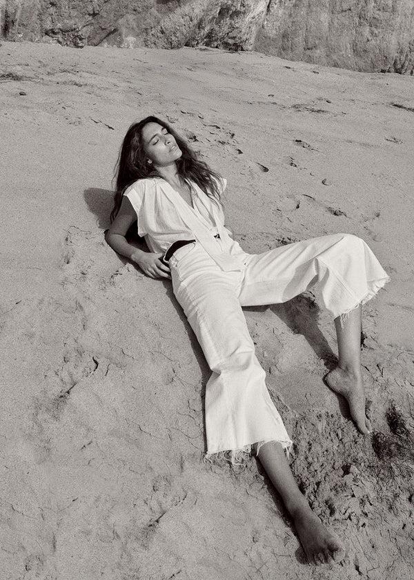 Gold Sign Penny Blouse With Neck Tie In White