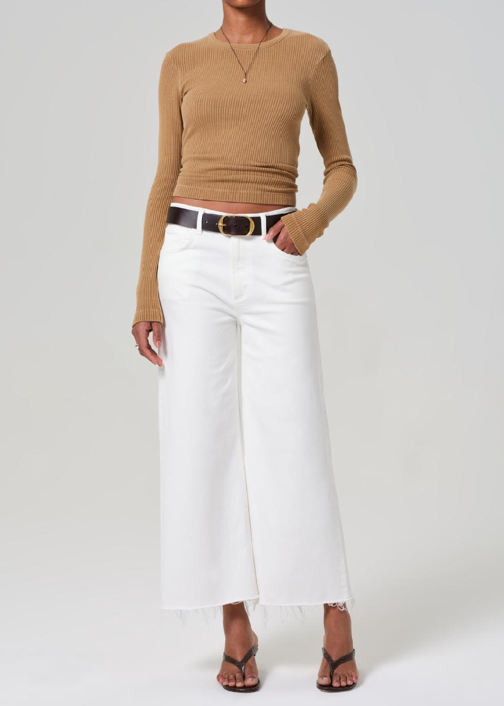gold sign Petite Lyra Wide Leg Crop In Soft White