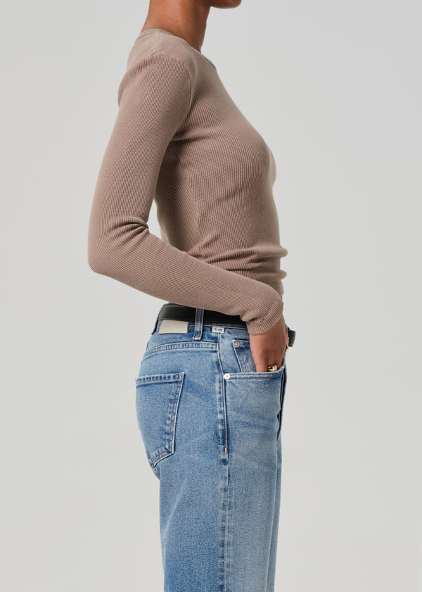 Gold Sign Pilar Waffle Crewneck In Bezal