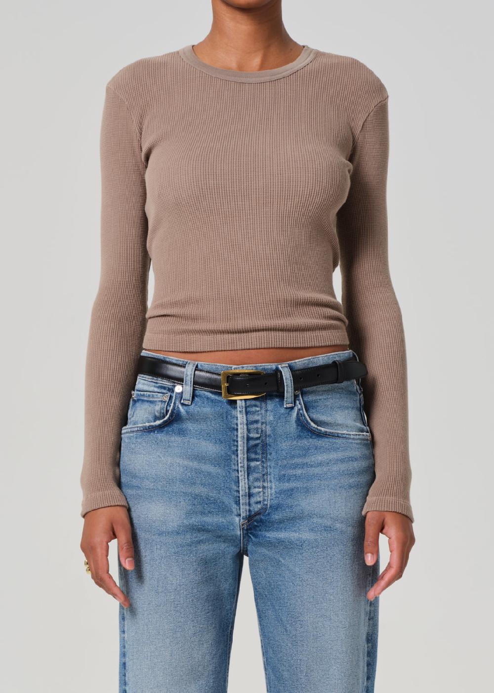 gold sign Pilar Waffle Crewneck In Bezal