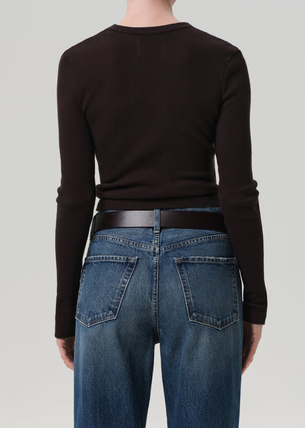 Gold Sign Pilar Waffle Crewneck In Chocolate