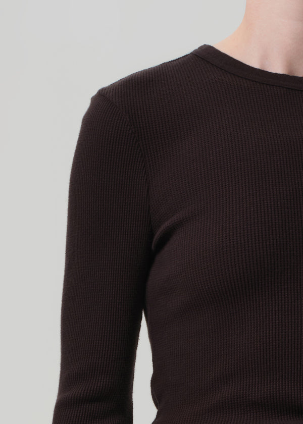 Gold Sign Pilar Waffle Crewneck In Chocolate