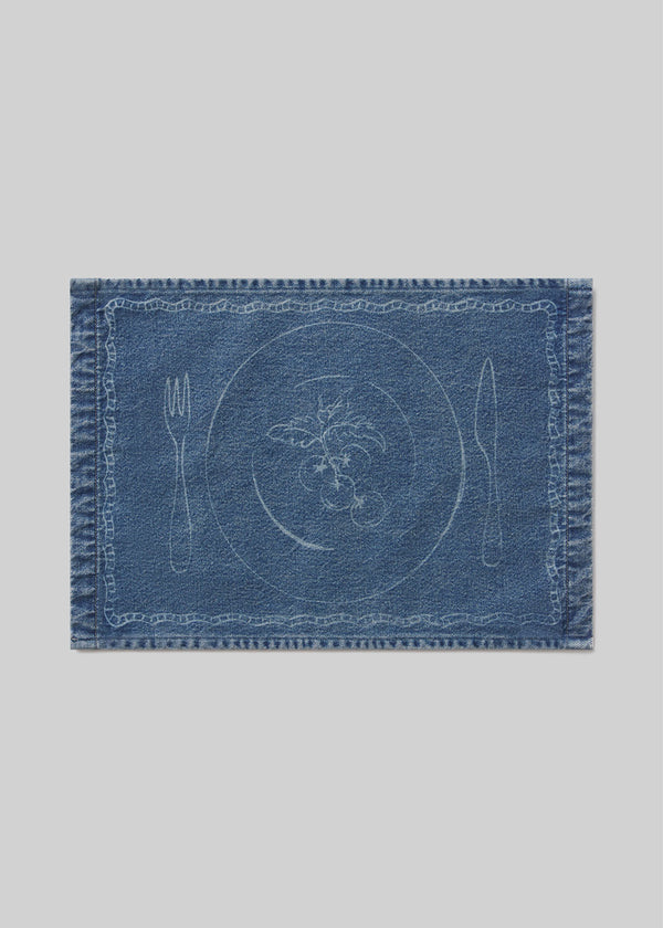 Gold Sign Placemat Set In Medium Indigo