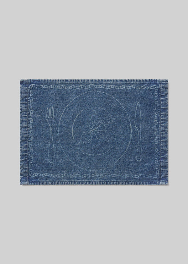 Gold Sign Placemat Set In Medium Indigo