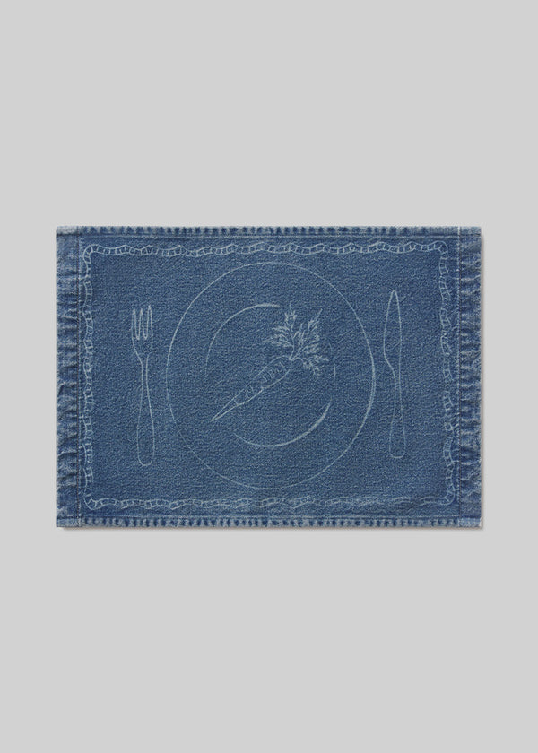 Gold Sign Placemat Set In Medium Indigo