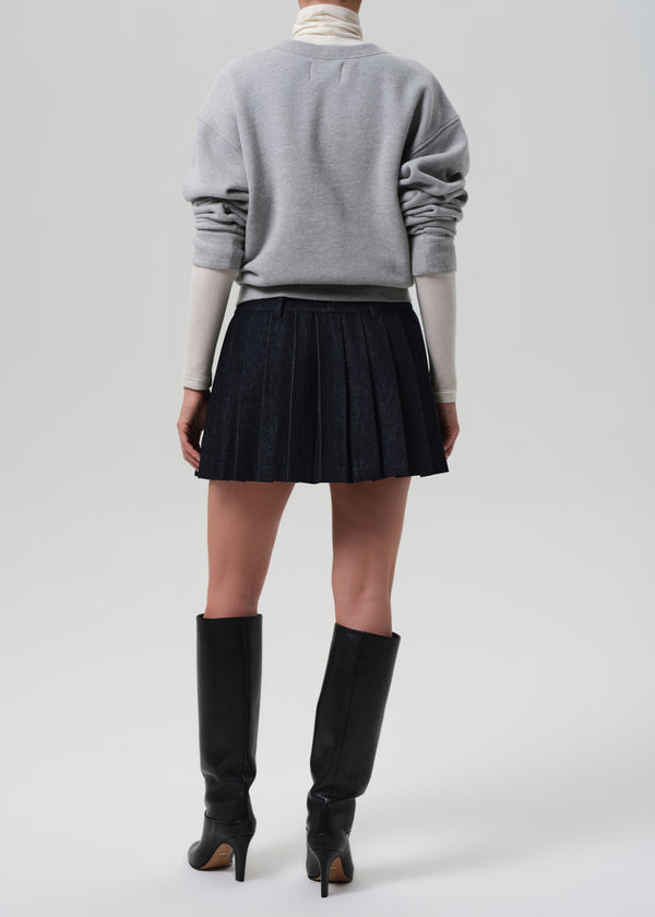 Gold Sign Pleated Mini Skirt In Juno