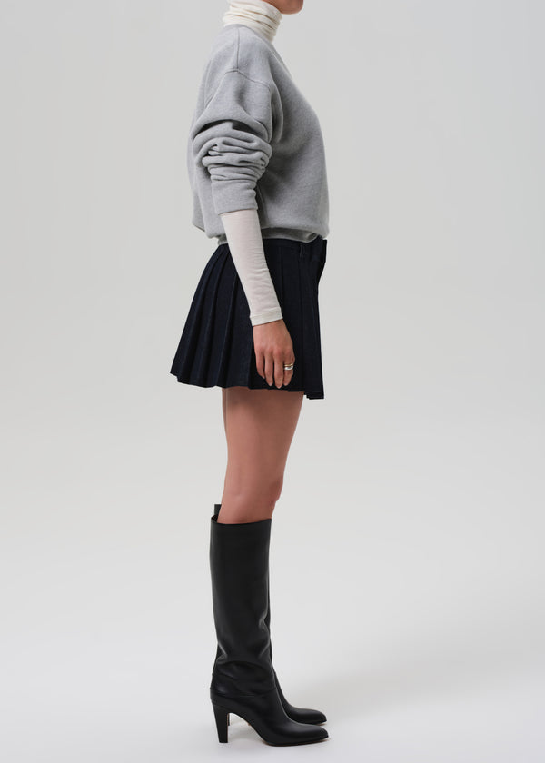 Gold Sign Pleated Mini Skirt In Juno